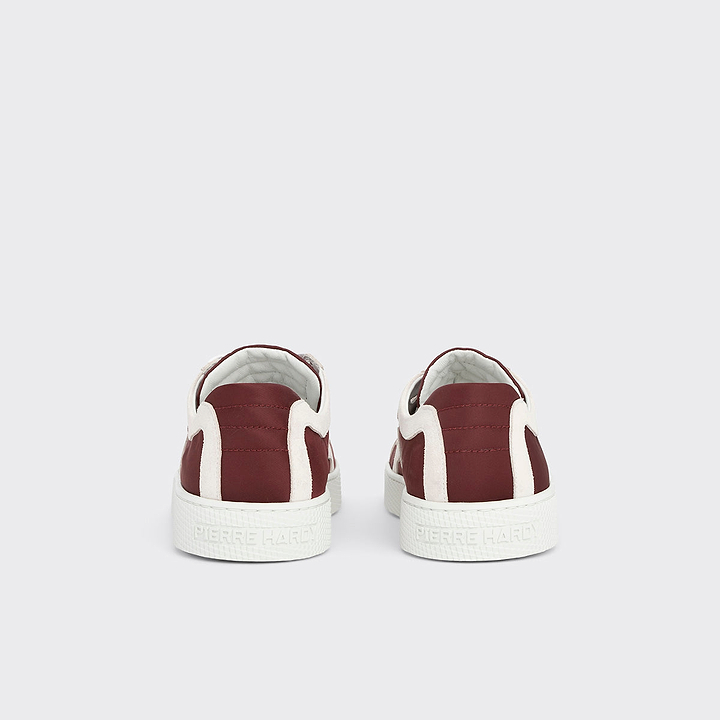 Pierre Hardy ALPHA SNEAKERS - MEN, burgundy nylon canvas and white suede calfskin, vue 9