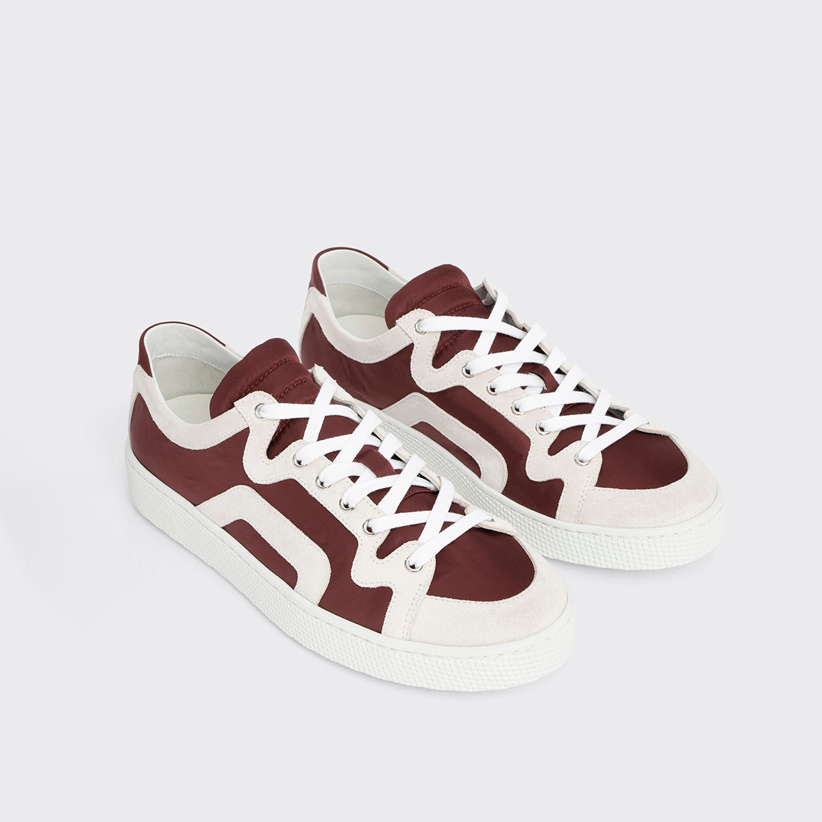 Pierre Hardy ALPHA SNEAKERS - MEN, burgundy nylon canvas and white suede calfskin, vue 8