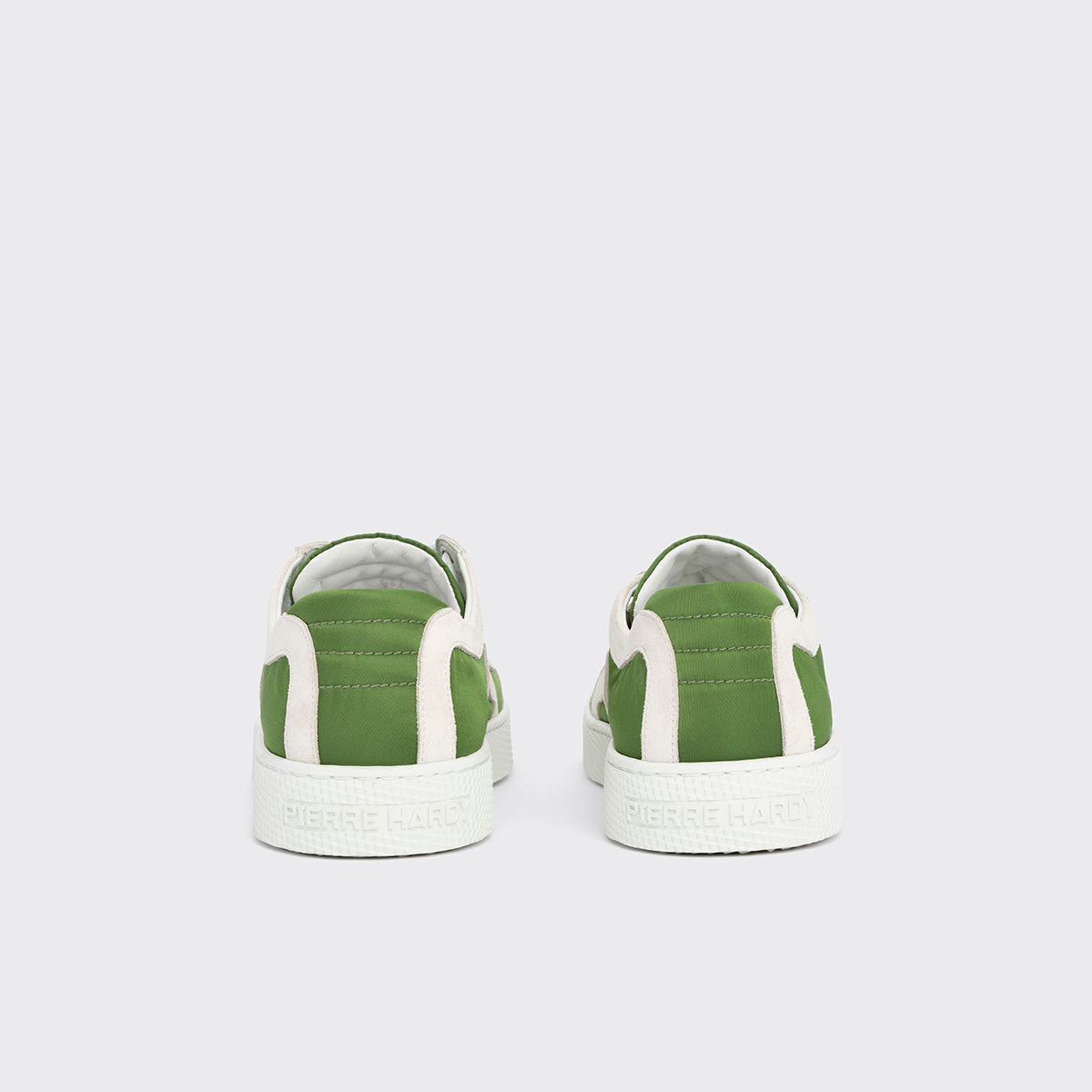 Pierre Hardy ALPHA SNEAKERS - MEN, green nylon canvas and white suede calfskin, vue 9
