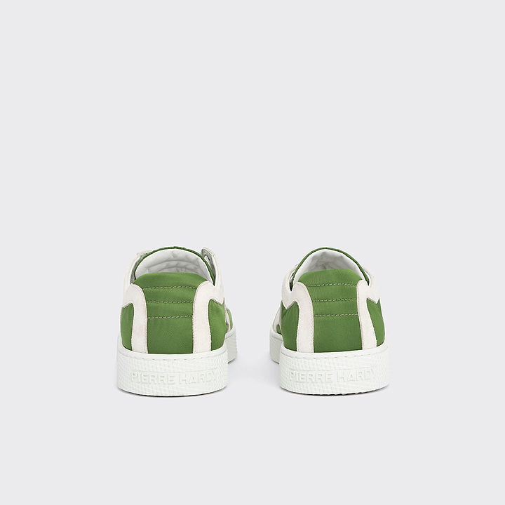 Pierre Hardy ALPHA SNEAKERS - MEN, green nylon canvas and white suede calfskin, vue 9