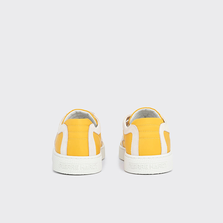 Pierre Hardy ALPHA SNEAKERS - MEN, yellow nylon canvas and white suede calfskin, vue 9