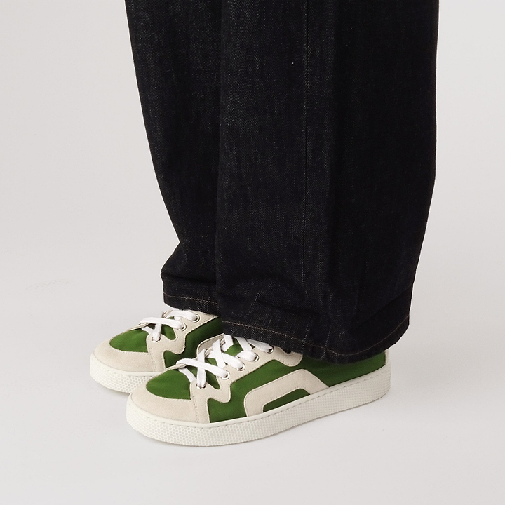 Pierre Hardy ALPHA SNEAKERS - MEN, green nylon canvas and white suede calfskin, vue 5