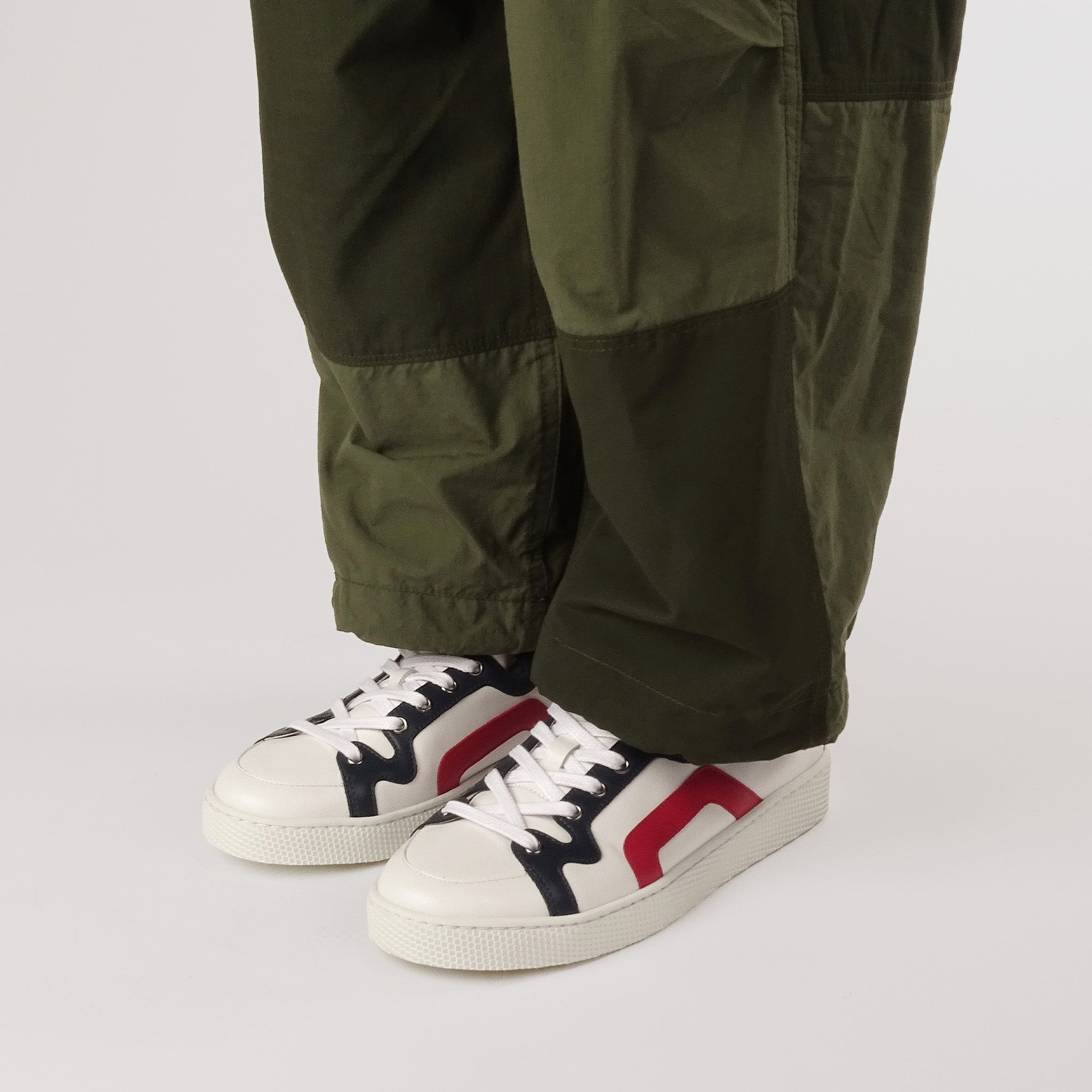 Pierre Hardy ALPHA SNEAKERS - MEN, white, navy and red calfskin, vue 5