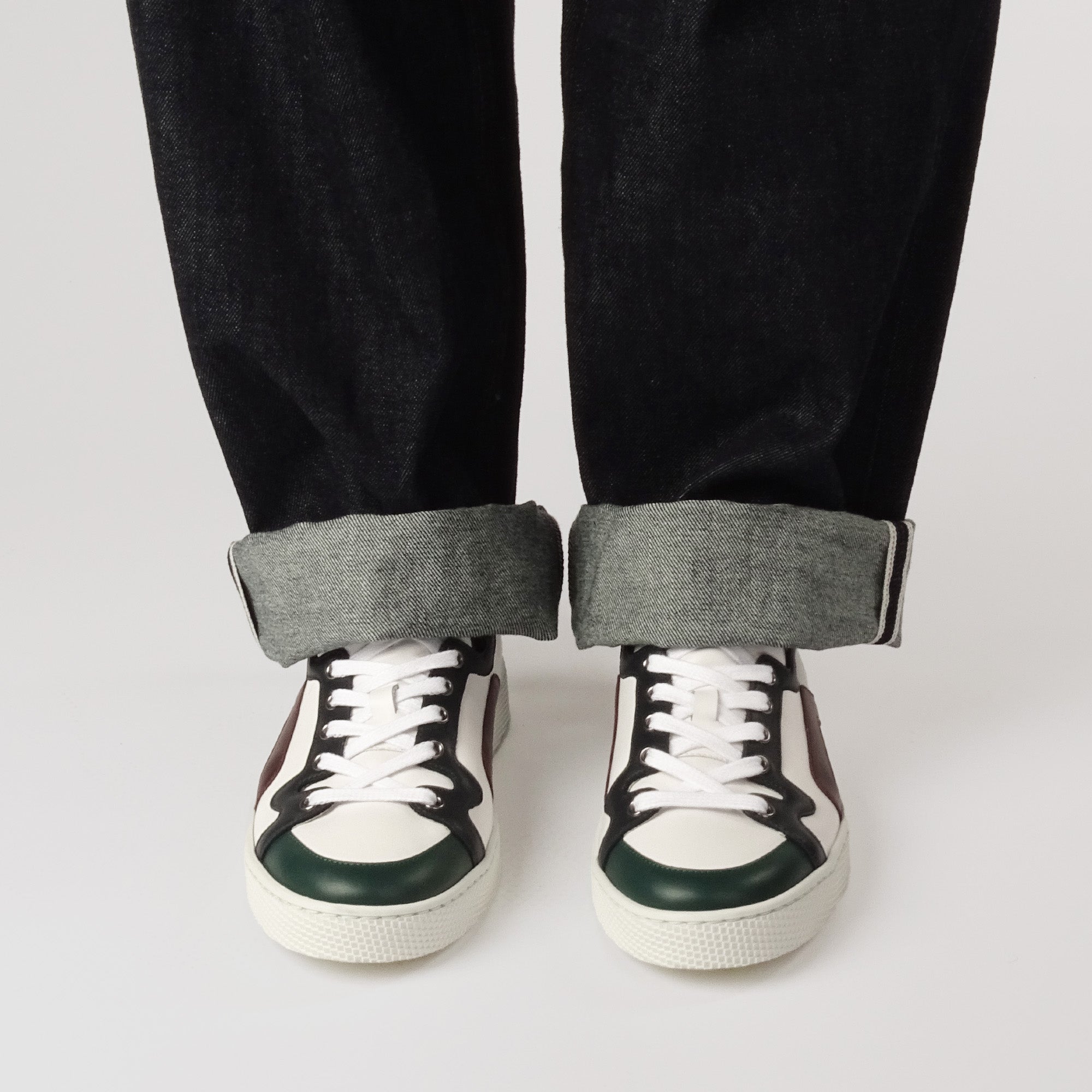 Pierre Hardy ALPHA SNEAKERS - MEN, white, green, navy blue and burgundy calfskin, vue 4