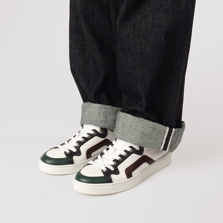 Pierre Hardy ALPHA SNEAKERS - MEN, white, green, navy blue and burgundy calfskin, vue 5