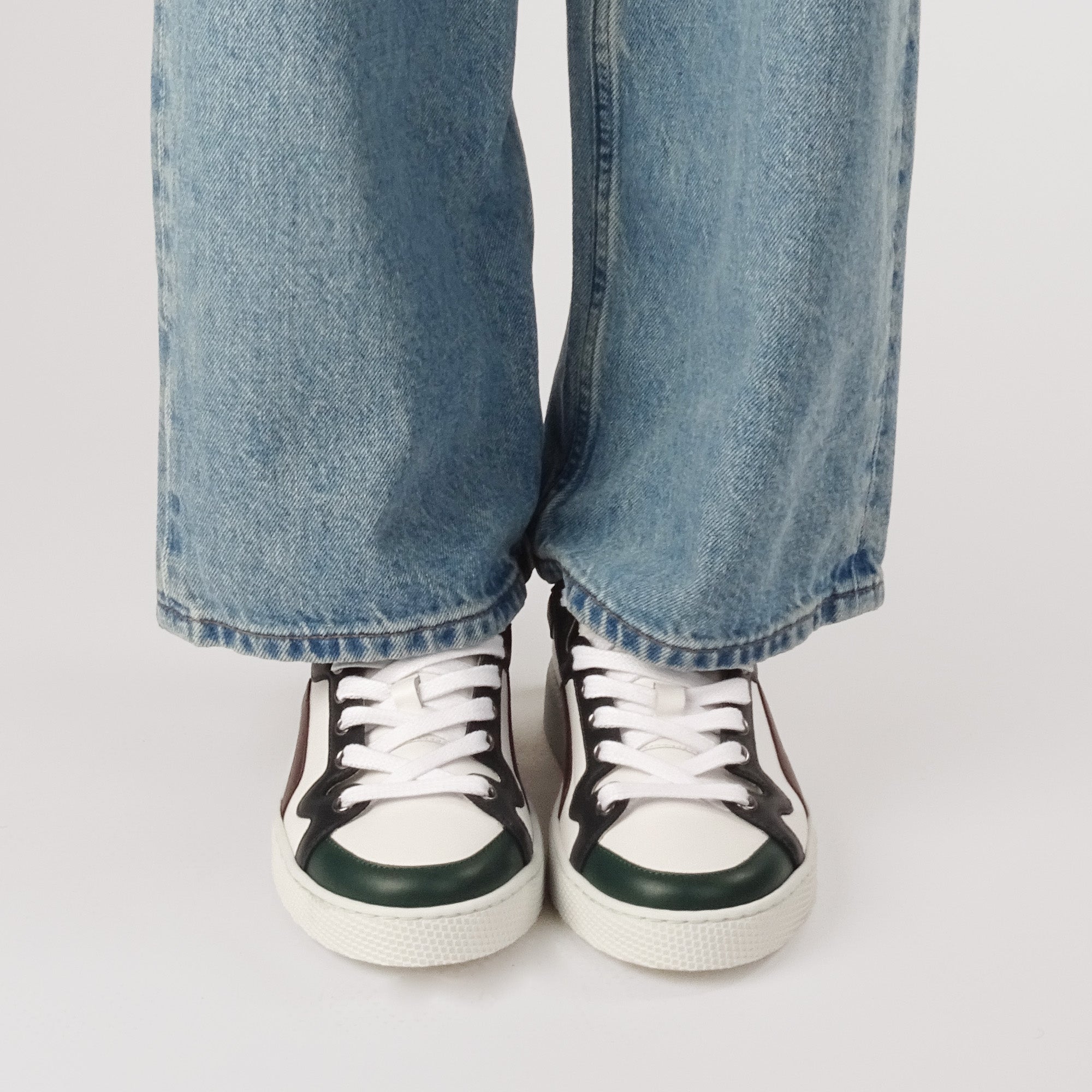 Pierre Hardy BASKETS ALPHA - FEMME, cuir de veau blanc, vert, bleu marine et bordeaux, vue 4