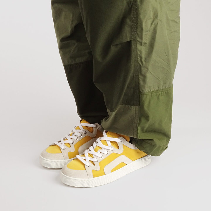 Pierre Hardy ALPHA SNEAKERS - WOMEN, yellow nylon canvas and white suede calfskin, vue 5