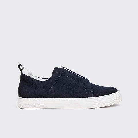 Pierre Hardy SLIDER SNEAKERS, cuir de veau velours bleu marine