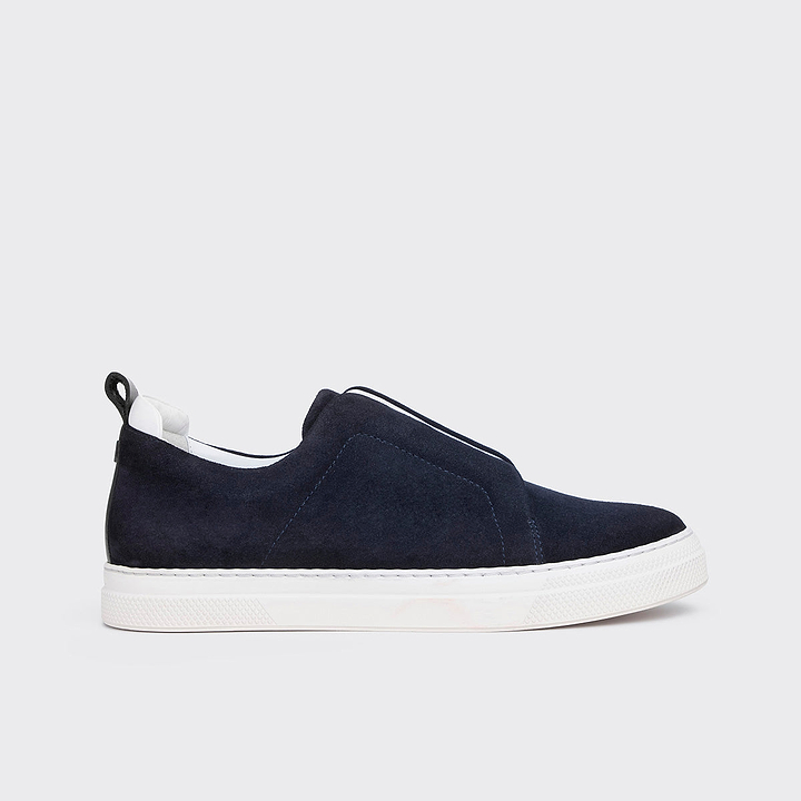 Pierre Hardy SLIDER SNEAKERS, cuir de veau velours bleu marine