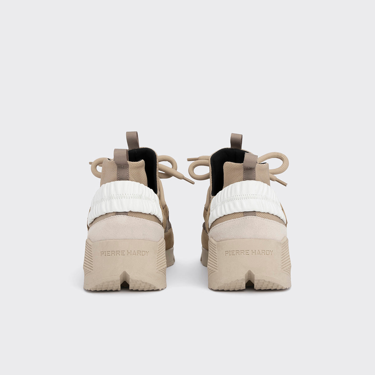 Pierre Hardy TREK COMET SNEAKERS, sand nylon canvas, beige and off-white suede calfskin and white calfskin, vue 5