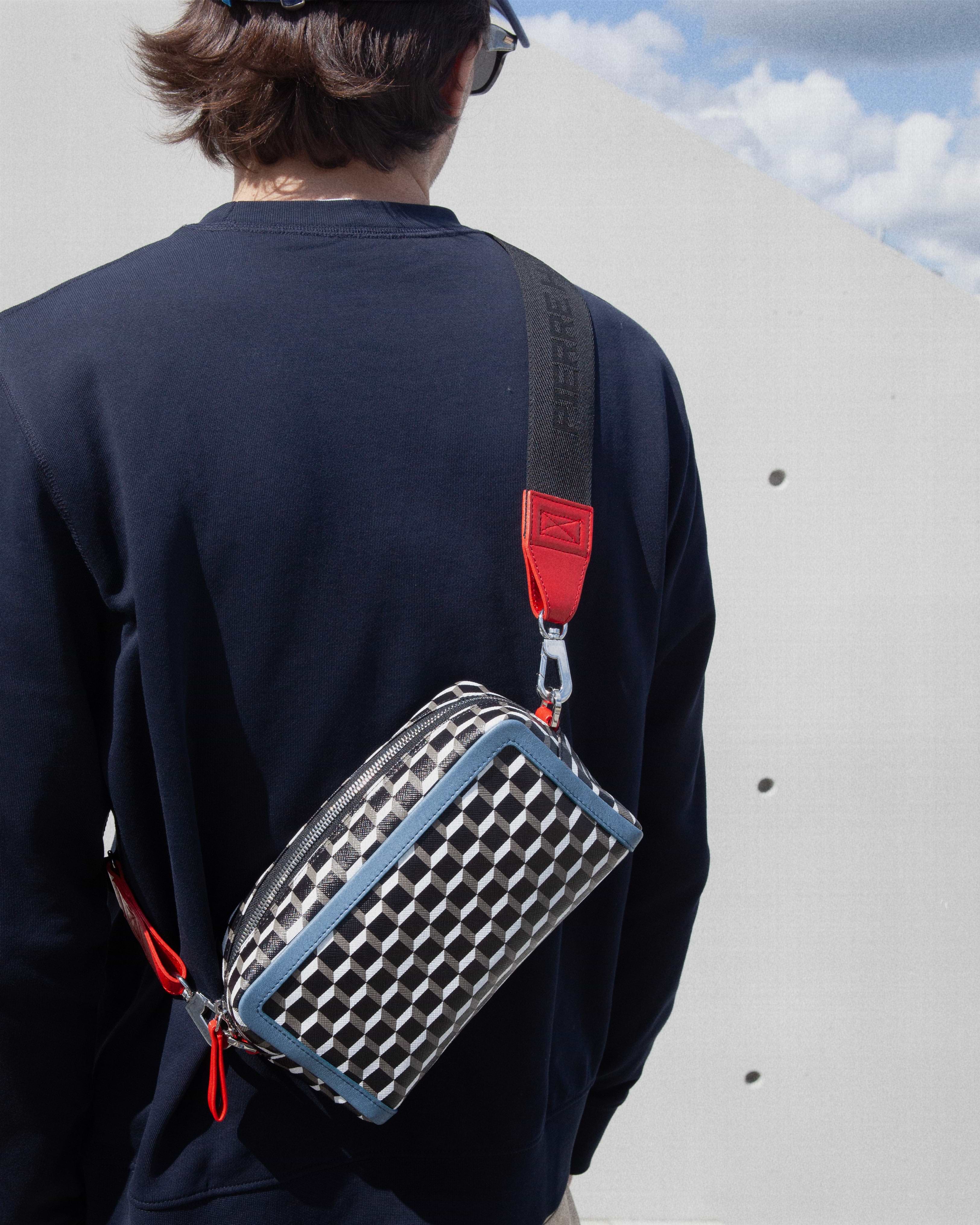 MAXI CUBE BOX unisex bag in Cube canvas blue leather PIERRE HARDY