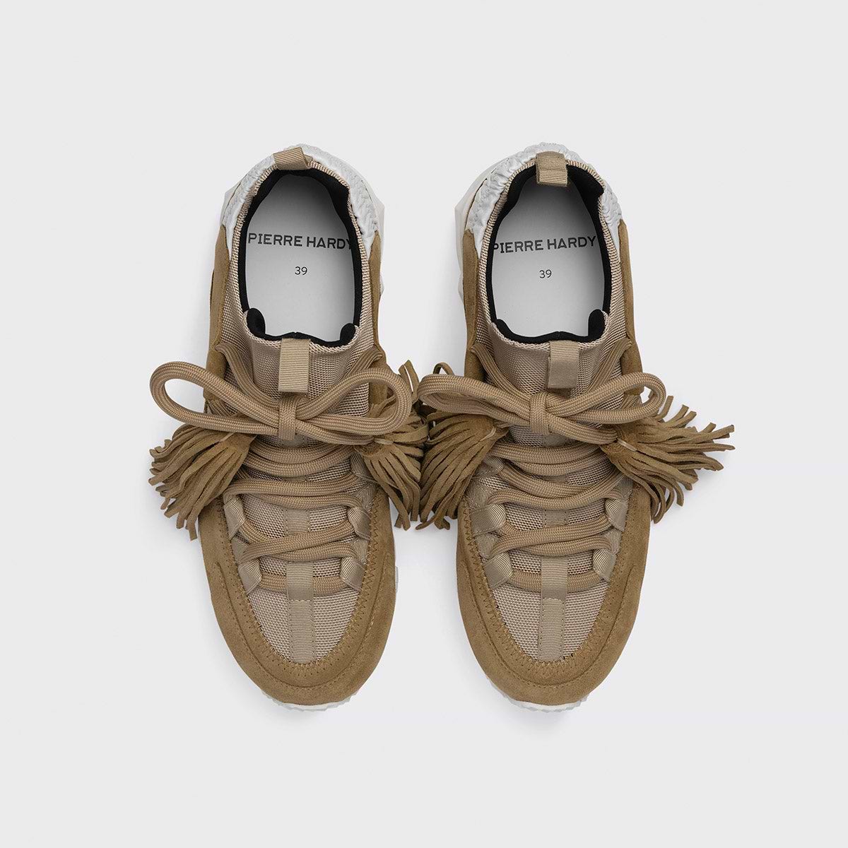 Baskets femme TREK COMET TEXAS a franges en cuir sable PIERRE HARDY