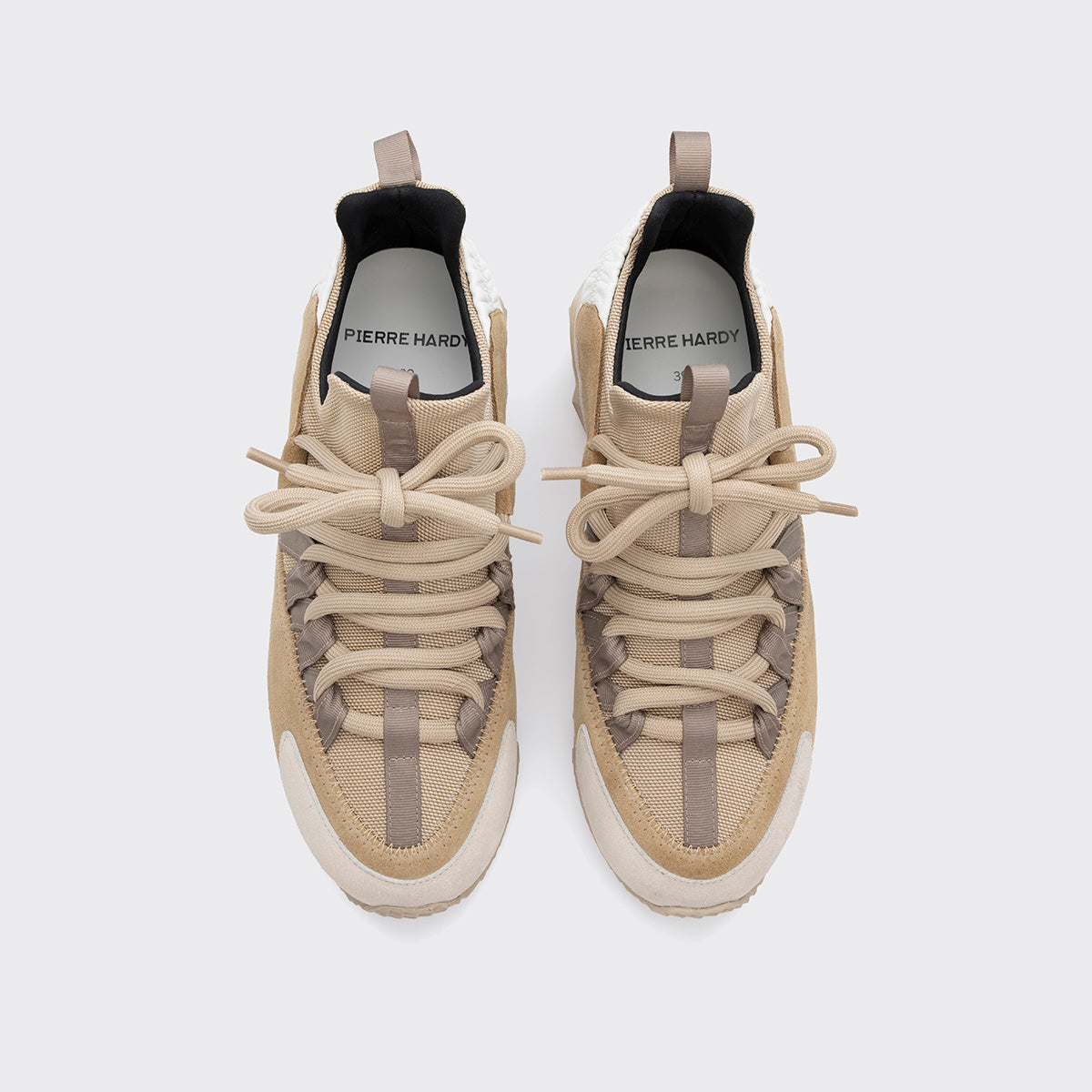 Pierre Hardy TREK COMET SNEAKERS, sand nylon canvas and sand and beige suede calfskin, vue 2