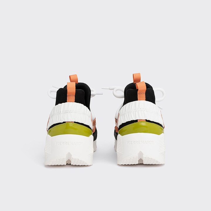 Pierre Hardy TREK COMET SNEAKERS, black nylon canvas, black suede calfskin and lime and apricot patent lambskin, vue 7