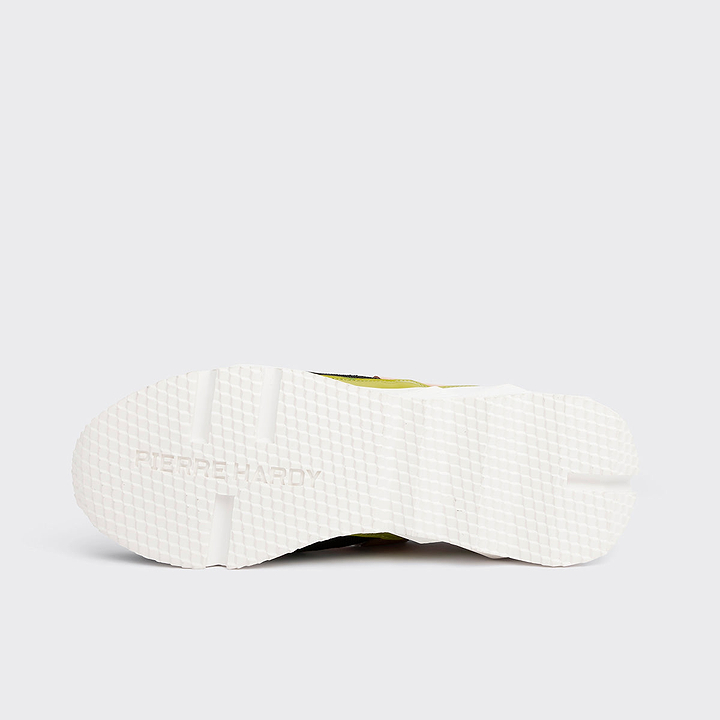 Pierre Hardy TREK COMET SNEAKERS, black nylon canvas, black suede calfskin and lime and apricot patent lambskin, vue 6