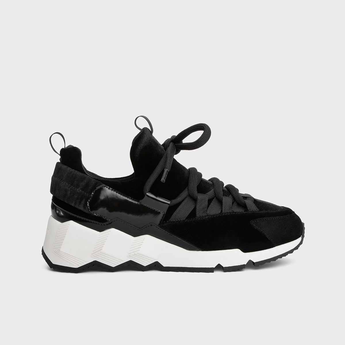 Pierre Hardy TREK COMET SNEAKERS, black suede, black patent lambskin and black suede calfskin