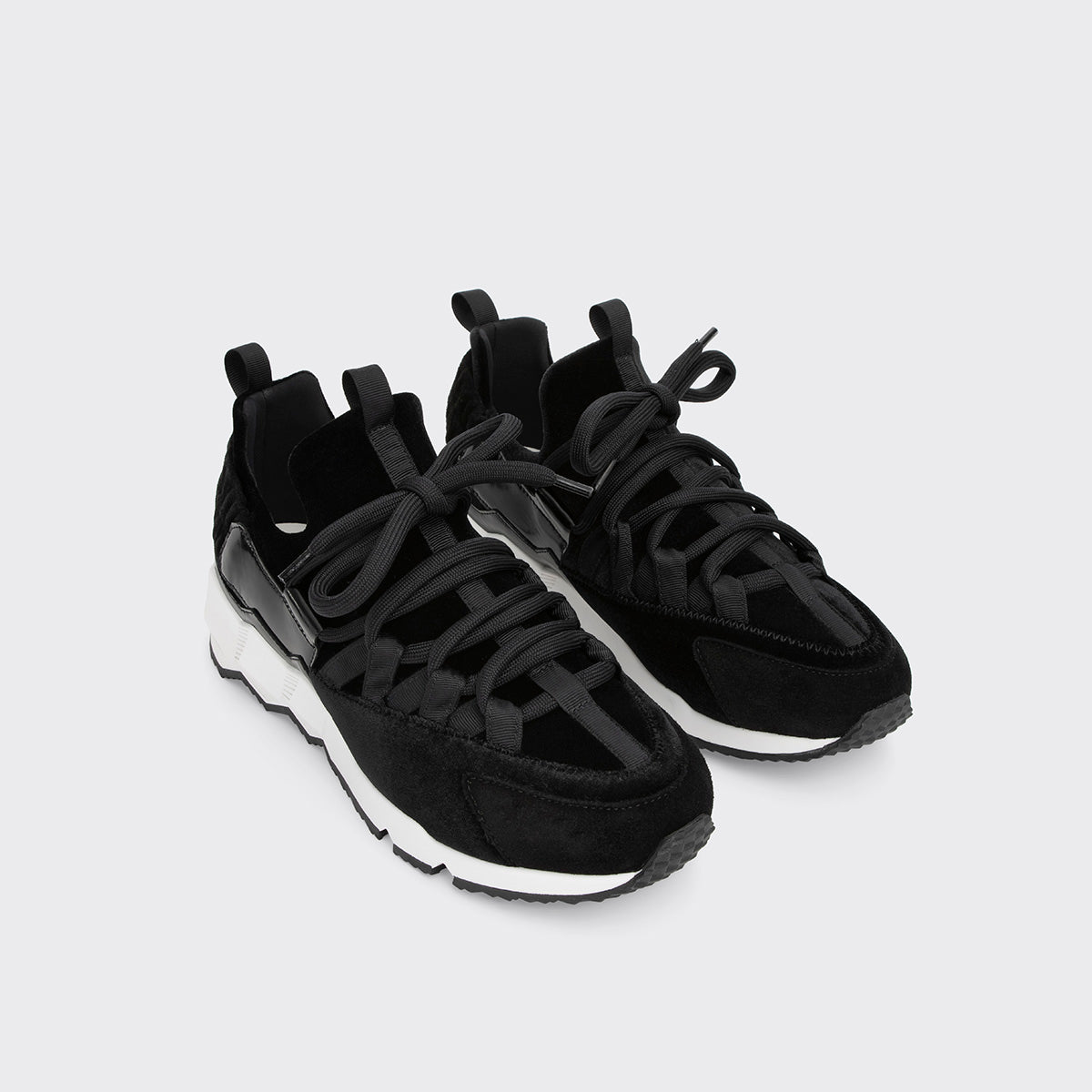 Pierre Hardy TREK COMET SNEAKERS, black suede, black patent lambskin and black suede calfskin, vue 3