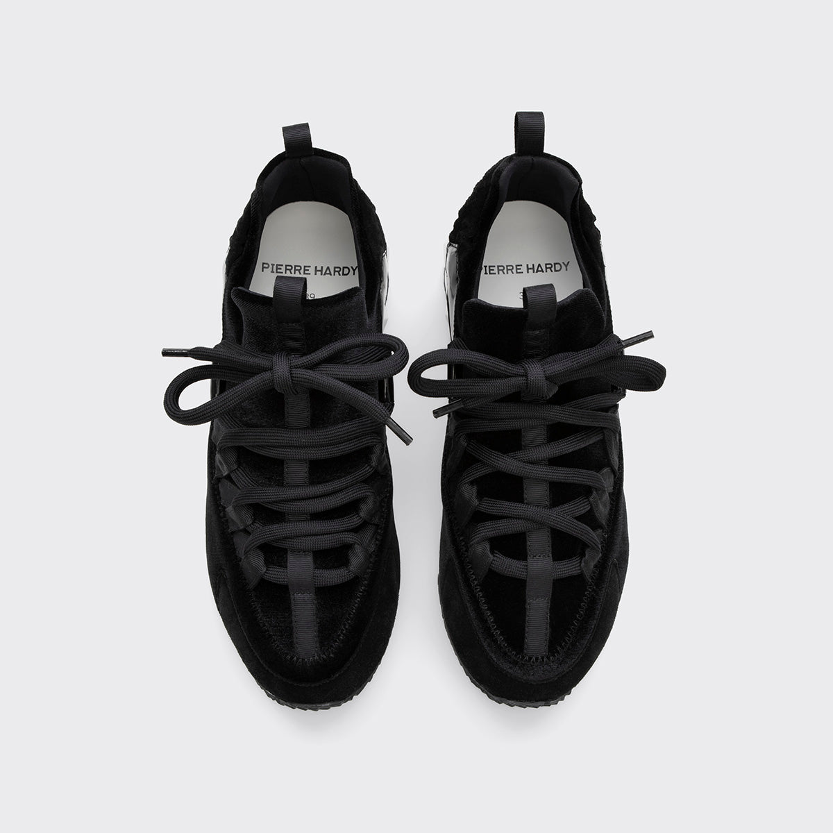 Pierre Hardy TREK COMET SNEAKERS, black suede, black patent lambskin and black suede calfskin, vue 2