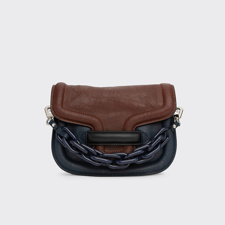 Pierre Hardy MINI ALPHAVILLE BAG, navy and brown grained kidskin, vue 5