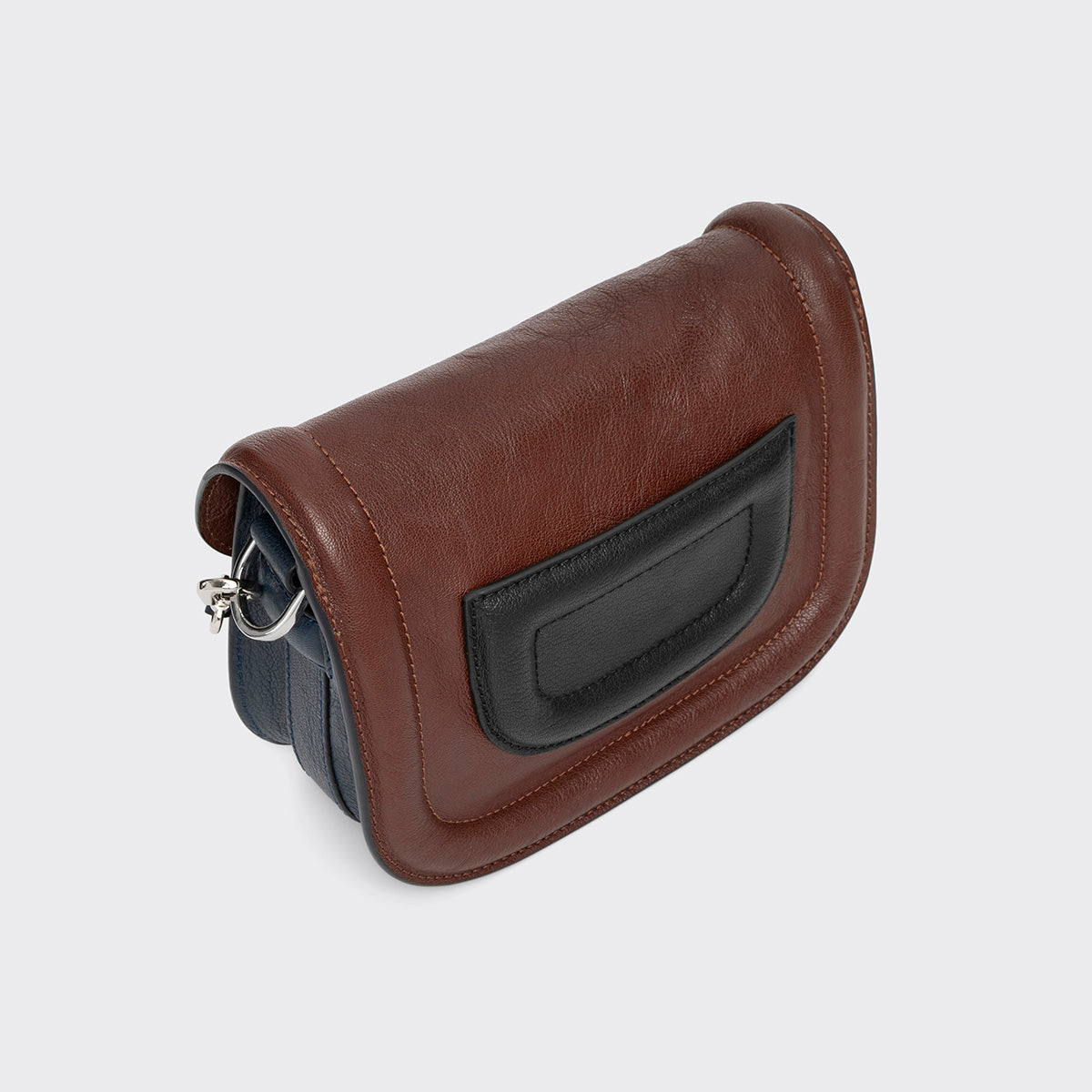Pierre Hardy MINI ALPHAVILLE BAG, navy and brown grained kidskin, vue 4