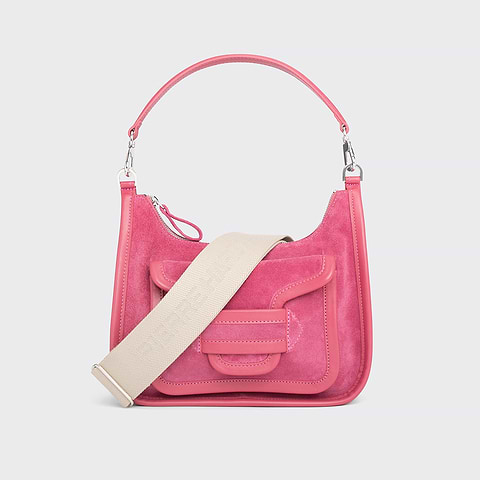 Pierre Hardy SAC ALPHA DAY, cuir de veau velours et cuir de veau rose