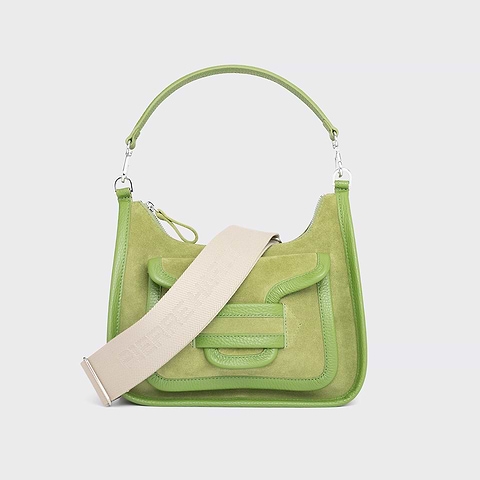 Pierre Hardy SAC ALPHA DAY, cuir de veau velours et cuir de veau grainé vert