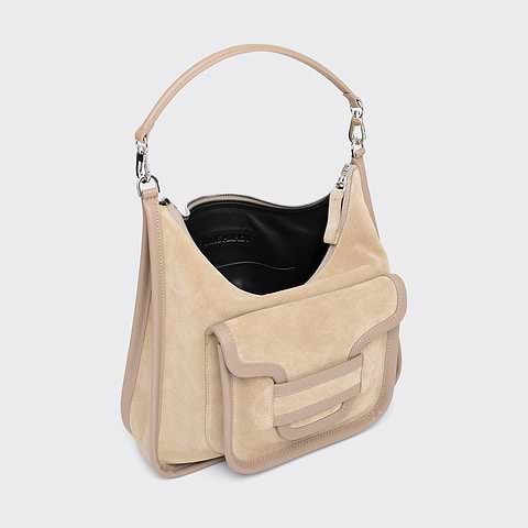 Pierre Hardy SAC ALPHA DAY MAXI, cuir de veau velours et cuir de veau beige, vue 2