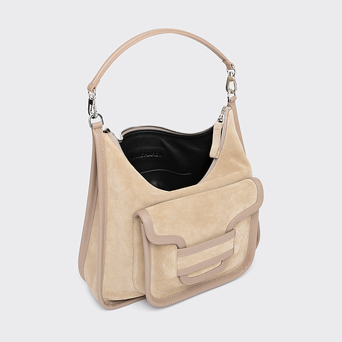 Pierre Hardy ALPHA DAY MAXI BAG, beige suede calfskin and calfskin, vue 2