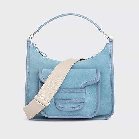 Pierre Hardy SAC ALPHA DAY MAXI, cuir de veau velours et cuir de veau grainé bleu ciel