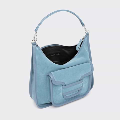 Pierre Hardy SAC ALPHA DAY MAXI, cuir de veau velours et cuir de veau grainé bleu ciel, vue 2