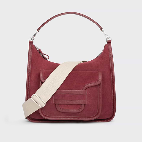 Pierre Hardy SAC ALPHA DAY MAXI, cuir de veau velours et cuir de veau grainé bordeaux