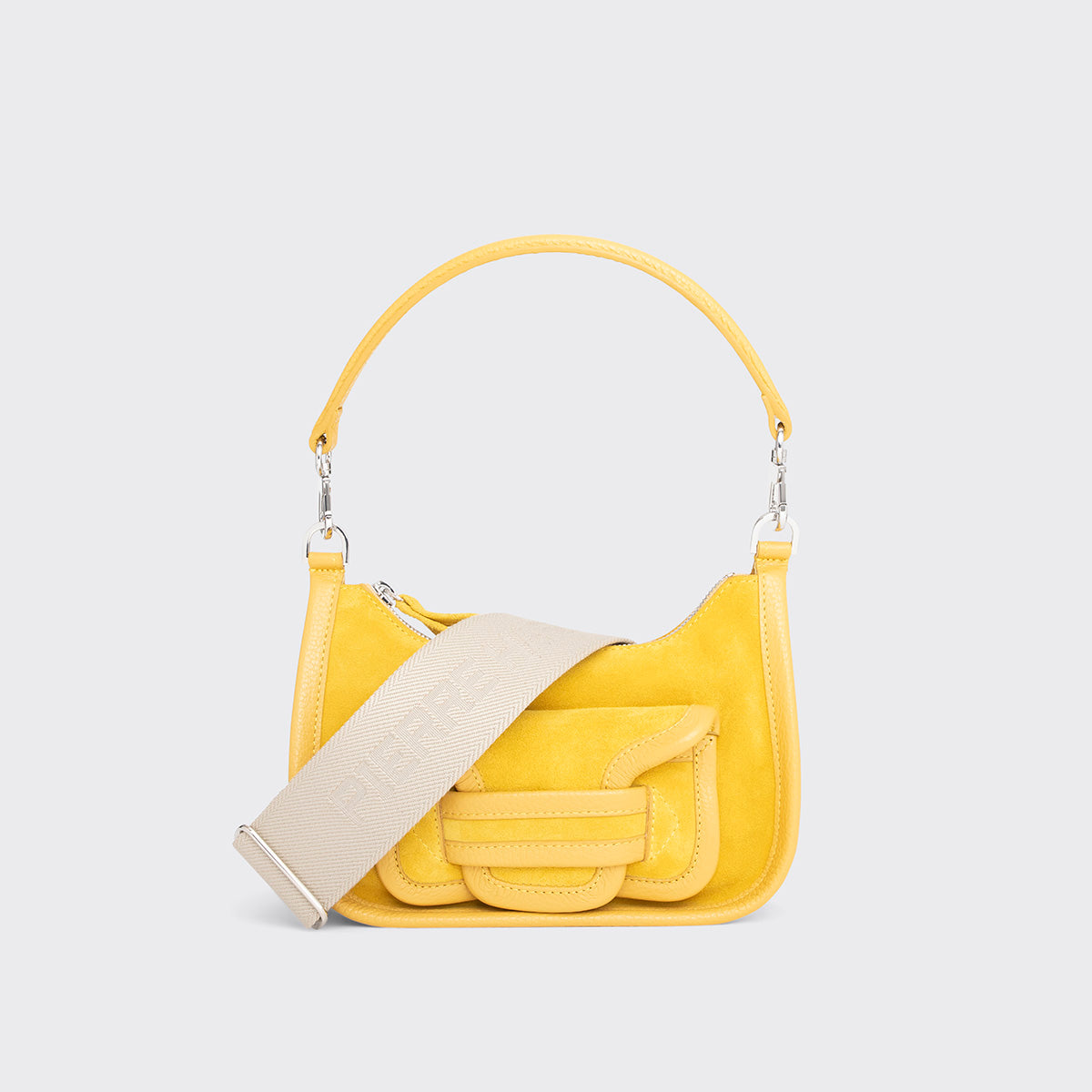 Pierre Hardy SAC ALPHA DAY MINI, cuir de veau velours et cuir de veau grainé jaune