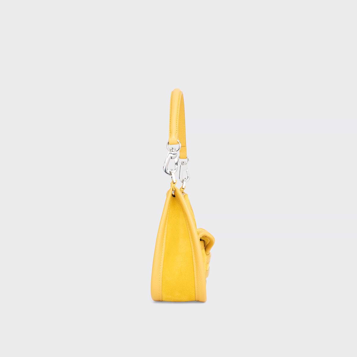 Pierre Hardy SAC ALPHA DAY MINI, cuir de veau velours et cuir de veau grainé jaune, vue 3
