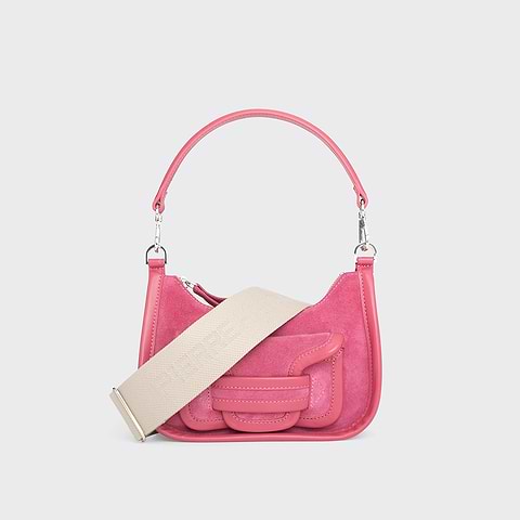 Pierre Hardy SAC ALPHA DAY MINI, cuir de veau velours et cuir de veau rose