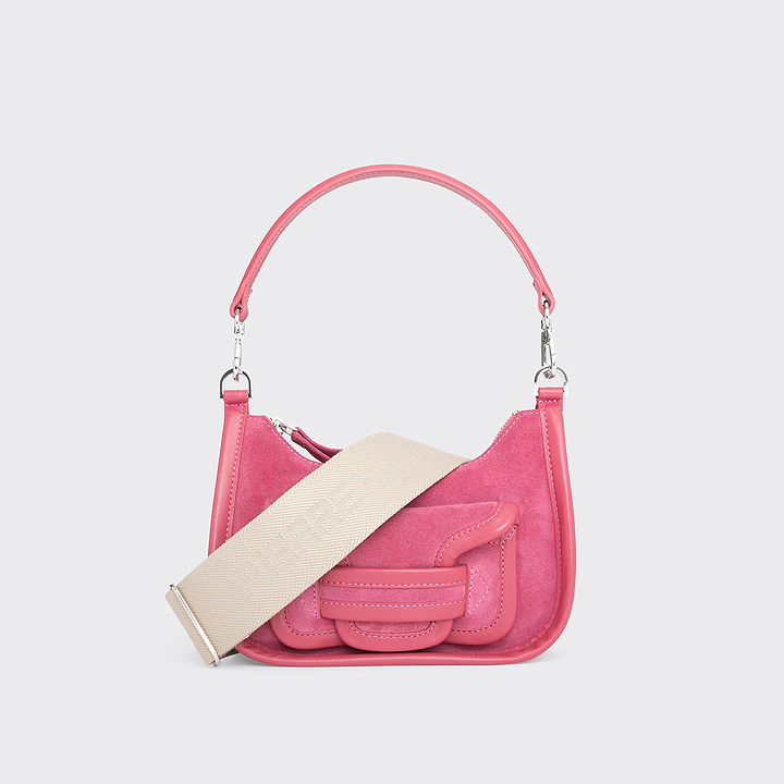 Pierre Hardy SAC ALPHA DAY MINI, cuir de veau velours et cuir de veau rose