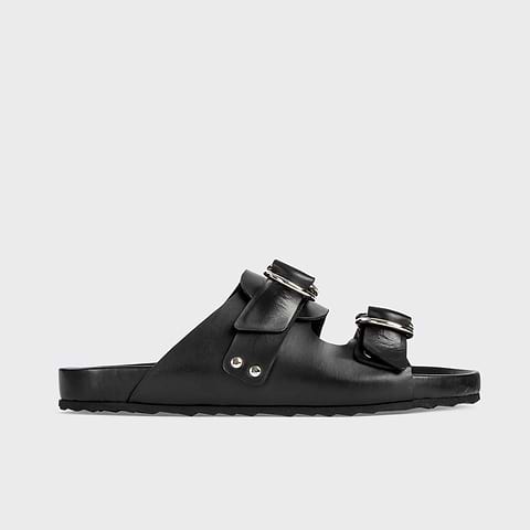 Pierre Hardy MULE PLATE BEACH RIDER, cuir de veau noir