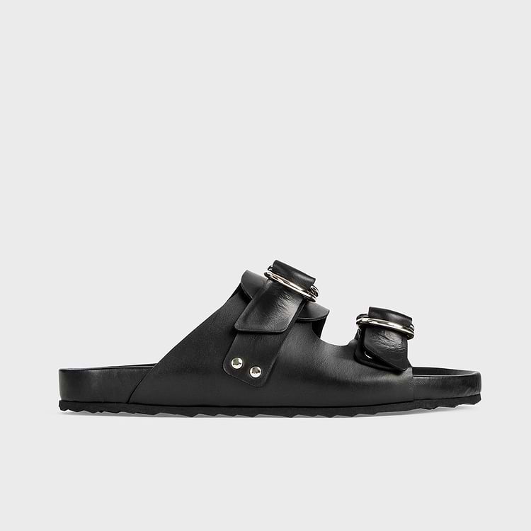 Pierre Hardy MULE PLATE BEACH RIDER, cuir de veau noir