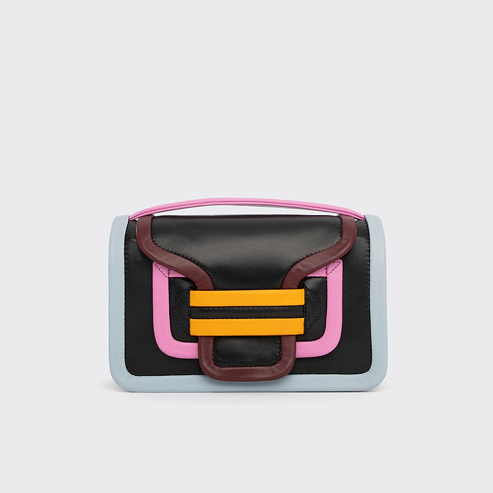 Pierre Hardy ALPHA HANDBAG, black, pink & yellow lambskin and white calfskin, vue 6