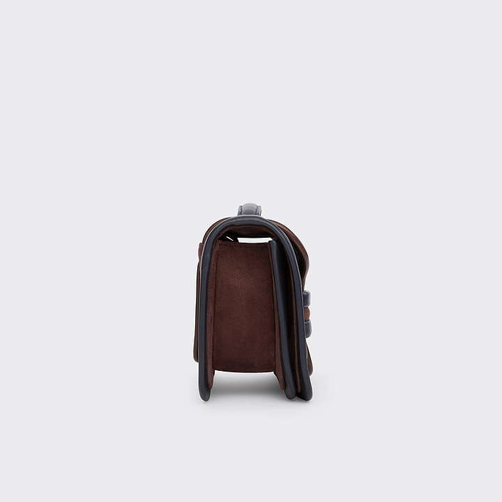 Pierre Hardy ALPHA HANDBAG, suede kidskin and brown and navy lambskin, vue 4