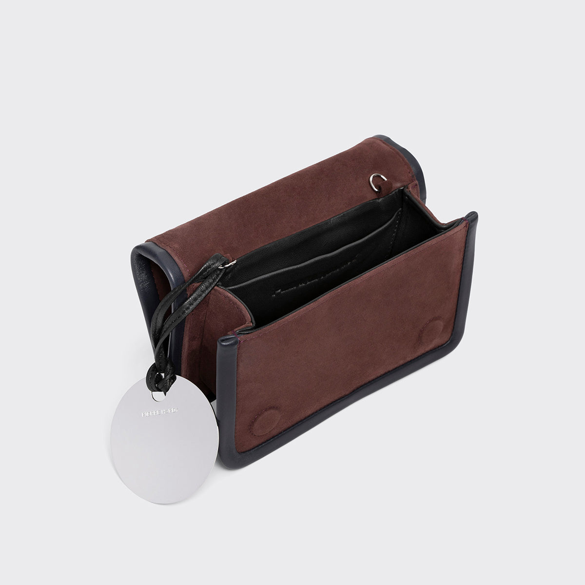 Pierre Hardy ALPHA HANDBAG, suede kidskin and brown and navy lambskin, vue 2