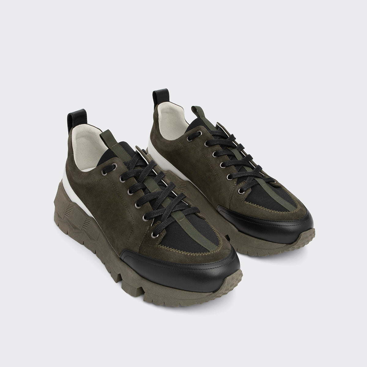 Pierre Hardy STREET LIFE SNEAKERS, black nylon canvas, khaki suede calfskin and black and white calfskin, vue 6