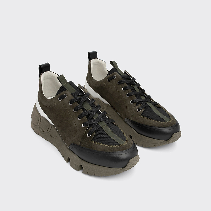 Pierre Hardy STREET LIFE SNEAKERS, black nylon canvas, khaki suede calfskin and black and white calfskin, vue 6