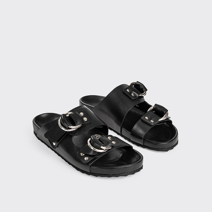 Pierre Hardy MULE PLATE BEACH RIDER, cuir de veau noir, vue 5