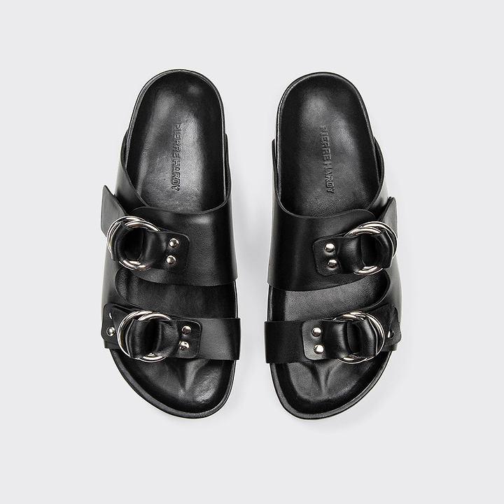 Pierre Hardy MULE PLATE BEACH RIDER, cuir de veau noir, vue 6