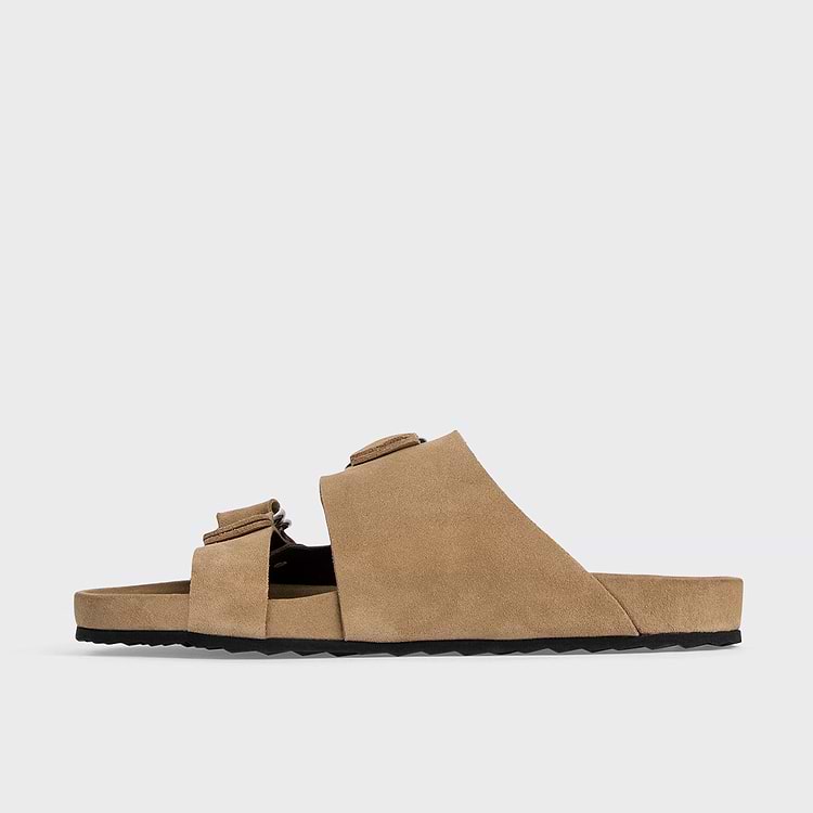 Pierre Hardy MULE PLATE BEACH RIDER, veau velours sable, vue 7