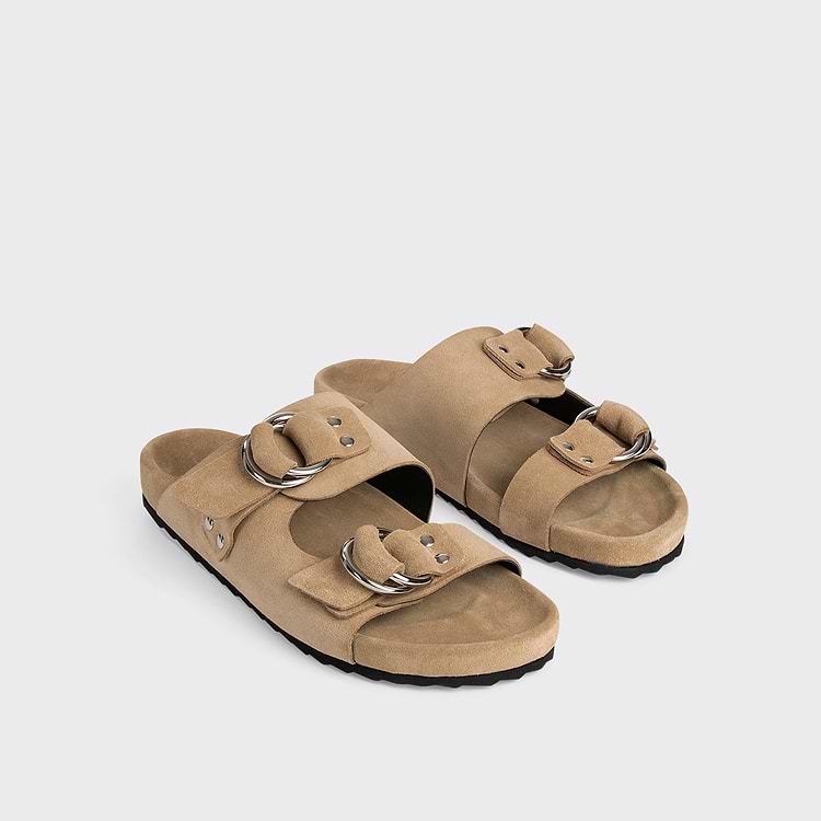 Pierre Hardy MULE PLATE BEACH RIDER, veau velours sable, vue 5