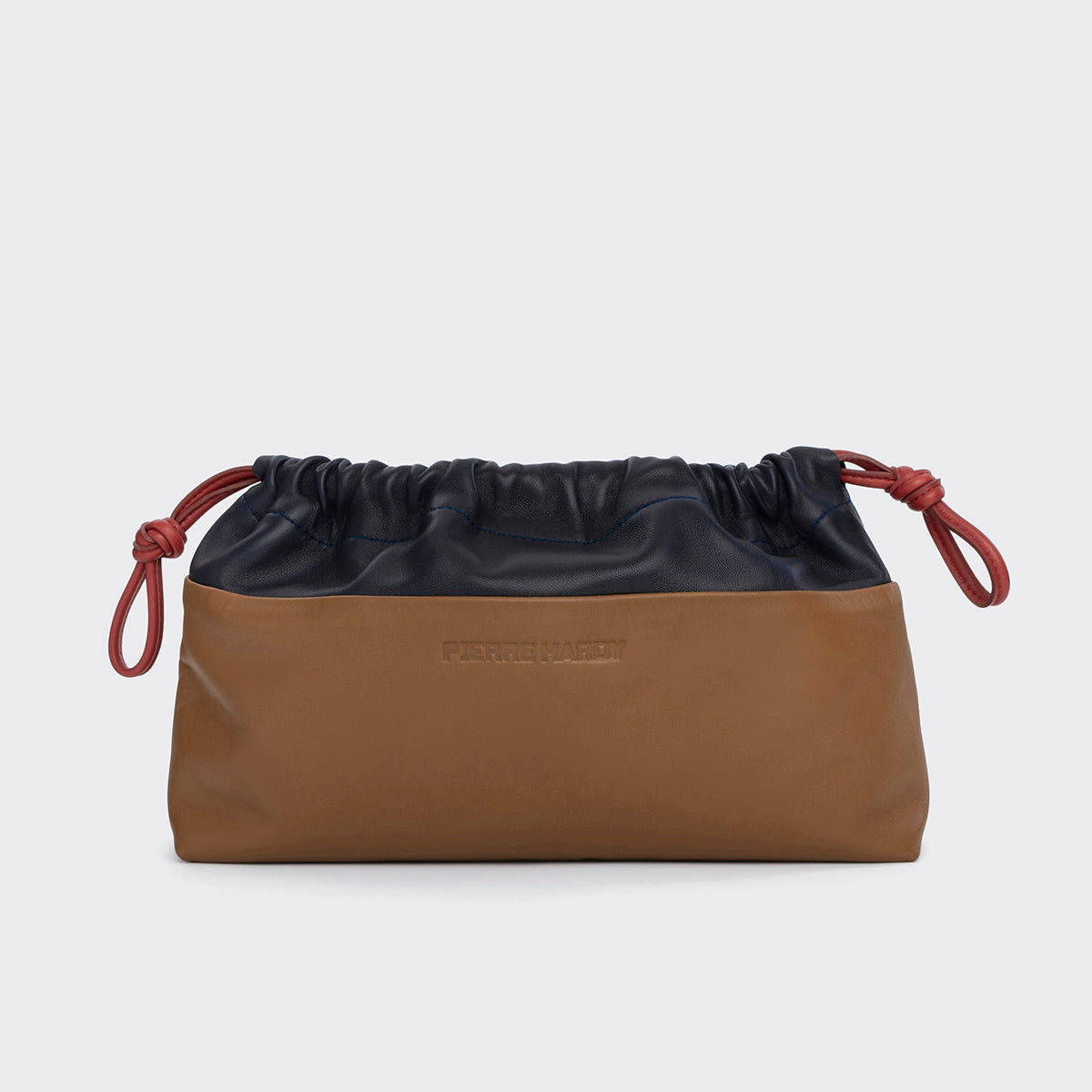 Pierre Hardy TWIN CLUTCH, camel and navy lambskin, vue 4