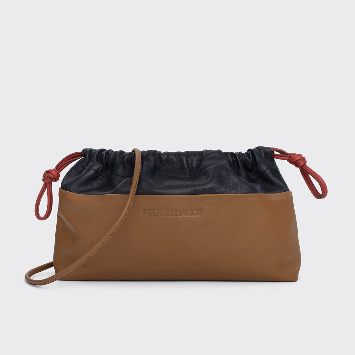 Pierre Hardy TWIN CLUTCH, camel and navy lambskin