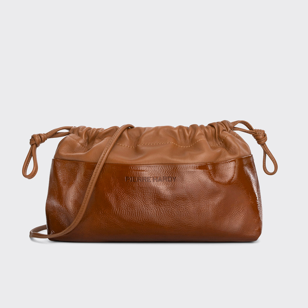 Pierre Hardy TWIN CLUTCH, patent kidskin and havana lambskin