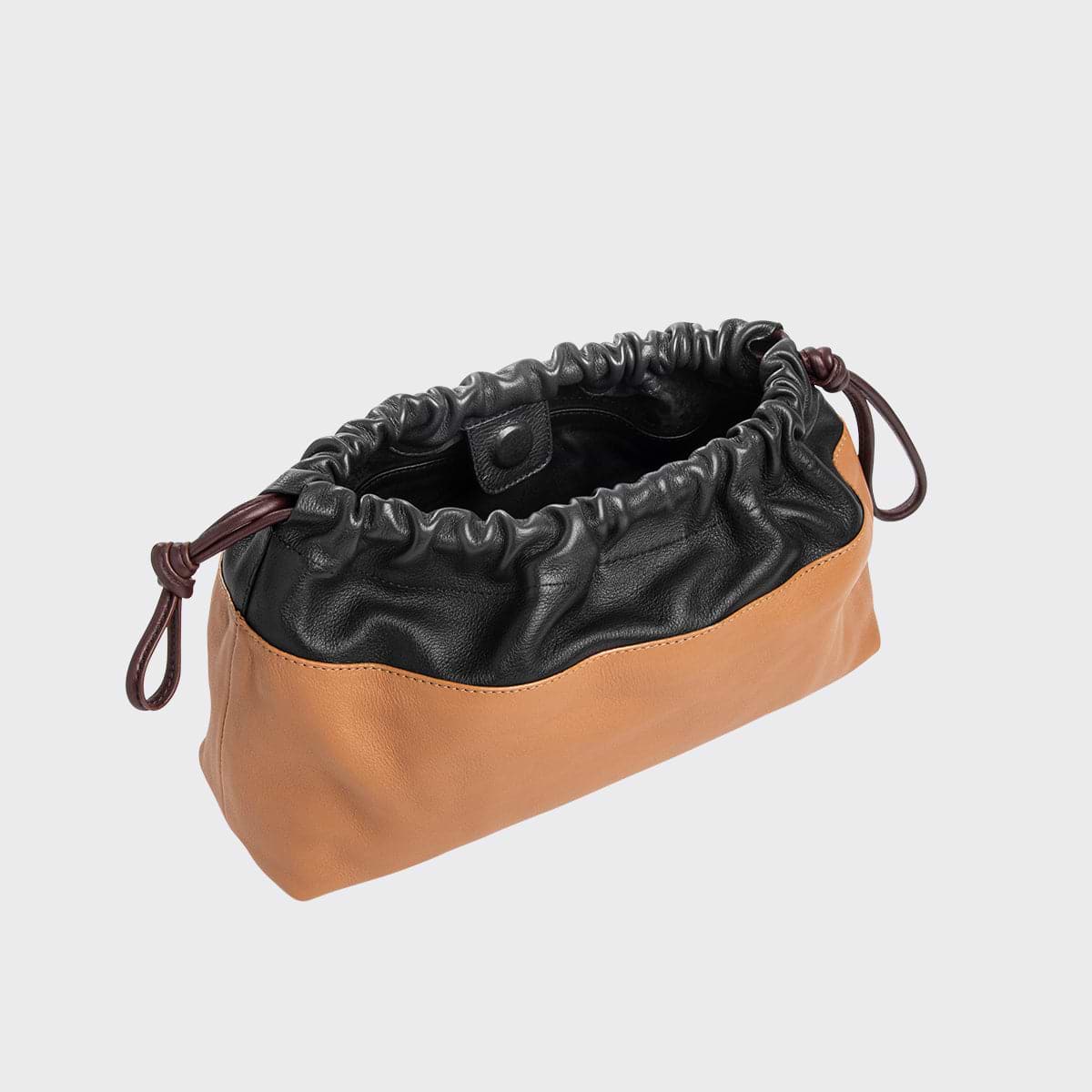 TWIN clutch for women in cognac black grained leather PIERRE HARDY